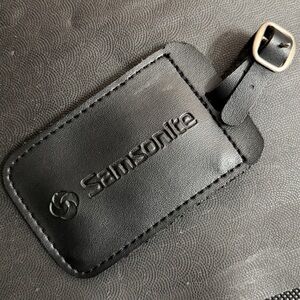 Samsonite mini Faux Black Luggage Tag with plastic insert